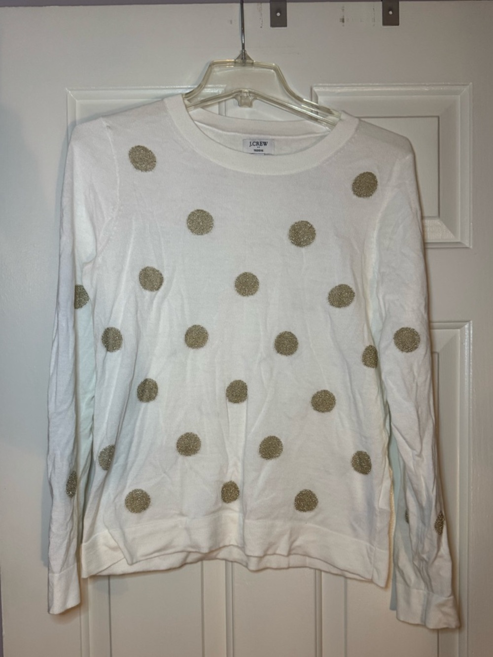 J. Crew metallic polka dot teddie sweater